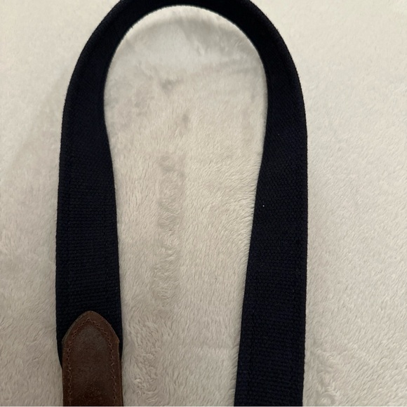 Vineyard Vines Men’s Belt S 32 Boat Blue Canvas Print Brown Leather Brass Buckle - Picture 7 of 10